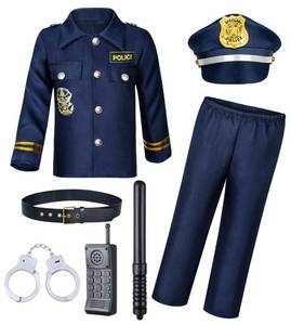 lot 278 image: Kids Police Costume for Boys Cop Outfit Accessories Set Halloween Party Cosplay 6-7 Years Blue - Retail $30