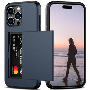 lot 282 image: Nvollnoe Compatible with iPhone 15 Pro Max Case with Card Holder Heavy Duty Protective Dual Layer Shockproof Hidden Card Slot Slim Wallet Phone Cover for Women&Men 6.7 inch(Blue) - Retail $13