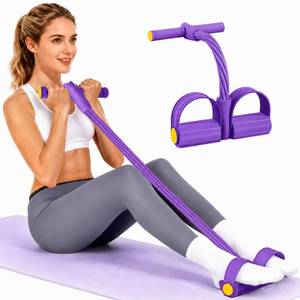 lot 297 image: Pedal Resistance Bands with Handles, Durable 6-Tubes Multifunction Pedal Resistance Band, Natural Rubber Foot Pedal Resistance Bands, Fitness Resistance Bands for Abdomen, Waist, Arm, Leg (Purple) - Retail $14