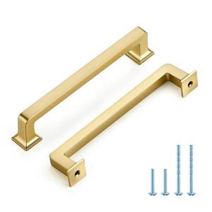 lot 298 image: HOME EDIT 10 Pack 5 Inch Brushed Gold Cabinet Handles Solid Zinc Alloy Pulls for Kitchen Cupboard & Drawer Hardware - Retail $31