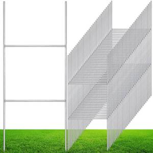 lot 335 image: Zonon 60 Pcs H Stakes for Yard Signs 16.5 x 7 Heavy Duty Metal H Frame Wire Stakes Weatherproof Metal Holder for 4mm 5mm Corrugated Signs Guidepost Yard Decoration - Retail $50