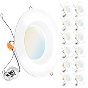 lot 340 image: Sunco 12 Pack 6 Inch LED Recessed Lights, Retrofit Can Lights, Smooth Trim, 965 LM, 13W (75W Equivalent), Selectable CCT 2700K3000K3500K4000K5000K, Dimmable, Damp Rated UL - Retail $62