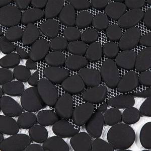 lot 350 image: Diflart Pebble Tile for Shower Floor, Black Oval, 5 Sheets, Pebble Mosiac Backsplash for Kitchen Bathroom Wall and Floor Tile - Retail $55