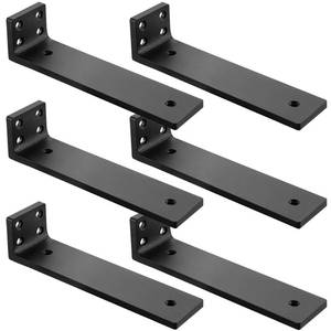 lot 352 image: Floating Shelf Brackets 10 inch, Heavy Duty Wall Shelf Bracket 6 Pack for Shelves Support, Hidden Metal L Brackets with Mounting Hardware (15 Thick) - Retail $30