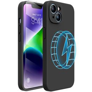 lot 360 image: Miracase Magnetic Case Designed for iPhone 14 Case with Screen Protector,Upgraded Enhanced Camera Protection,Shockproof Liquid Silicone Case 6.1 inch,Black-Magnetic - Retail $17