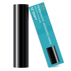 lot 363 image: HTVRONT Black Permanent Vinyl - 12 x 50 FT Black Permanent Adhesive Vinyl Roll Compatible with Cricut Cutting Machine, Silhouette and Cameo - Retail $21
