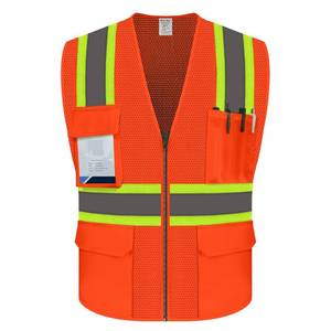 lot 377 image: Uno Mejor Orange Reflective Vest for Men Women, High Visibility Vest with Pockets & Zipper, Neon Work Vest with Reflective Strips for WorkersContractorsDrivers, ANSI Compliant, (UB-Orange, 2XL) - Retail $10