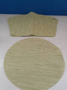 lot 383 image: Four Pack Green Place Mats, One Round Place Mat - Retail $0