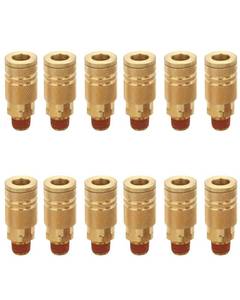 lot 389 image: T TANYA HARDWARE 14 Inch Brass Male Industrial Coupler, 12 Pack 14 Inch Air Hose Fittings NPT Male Quick Connector Air Coupler with sealant for Professional Jobsites and Automotive Shops - Retail $60