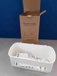 lot 411 image: White Plastic Shower Caddy Storage Organizer - Retail $15