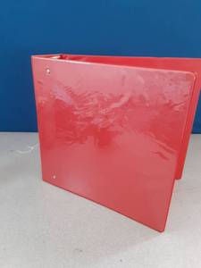 lot 423 image: 3 Inch Binder 3 Ring Binders Red, Slant D-Ring 3 Clear View Cover with 2 Inside Pockets, Heavy Duty Colored School Supplies Office and Home Binders �� By Enday - Retail $16