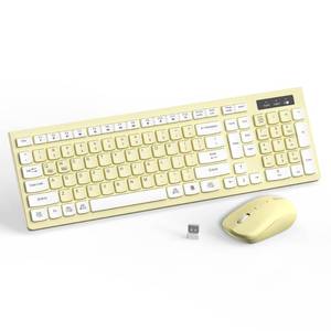 lot 427 image: Wireless Keyboard and Mouse Combo, Full-Sized Wireless Keyboard and Adjustable DPI Mouse, 2.4GHz USB Receiver, Keyboard and Mouse for PC, Windows, Desktop, Laptop (Canary Yellow) - Retail $27
