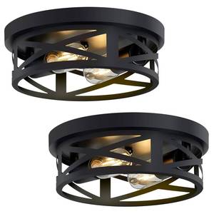 lot 430 image: SKEJAO Flush Mount Ceiling Light Fixture,Black 2-Light Hallway Light Fixtures Ceiling,Light Fixtures Ceiling Mount for Farmhouse,Kitchen,Hall,Bedroom,Bathroom (2 Pack) - Retail $39
