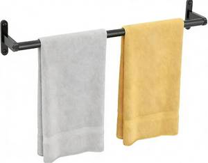 lot 437 image: Black Towel Bar, 24 Inch Towel Rack for Bathroom Wall Mounted, Heavy Duty Hand Towel Holder, Space-Saving Bathroom Towel Rack Rod, Single Bar Matte Black - Retail $10