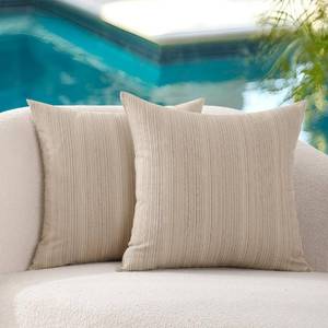 lot 440 image: VAKADO Outdoor Throw Pillow Covers 18x18 Set of 2 Soft Chenille Waterproof Decorative Chair Cushion Cases Neutral Decor Home Decortions for Porch Couch Patio Furniture,Stripe Beige - Retail $13