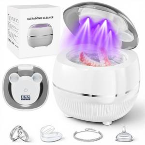 lot 459 image: Ultrasonic Retainer Cleaner Machine, 48kHz Dental Cleaning Pod for Night Guards, Mouth Guards, Aligner, Braces, Toothbrush, Jewelry, Ultrasonic Dentures Cleaner with Digital Timer, 220ML, White - Retail $40