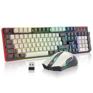 lot 465 image: Pre Owned RedThunder K10 Pro Wireless Gaming Keyboard and Mouse Combo, RGB Backlit Rechargeable 3800mAh Battery, Mechanical Feel Anti-ghosting Keyboard  7D 3200DPI Mice for PC Gamer(White Gray) - Retail $53