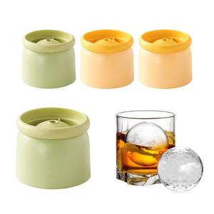 lot 466 image: Pre Owned HXTDZSWHE Round Ice Cube Molds Set of 4,Make 2.4 Inch Spherelce ice for Whiskey, Cocktails and Drinks.ice cubes trays for freezer,Stackable Easy Release Ice Cube tray, Spherical Ice Makers,2 Colours - Retail $10