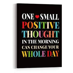 lot 474 image: JANLAN One Small Positive Thought in the Morning Wall Decor,Inspirational Quotes Wall Art for Women Teens,Motivational Canvas Wall Art for Home Office Bathroom - Retail $18
