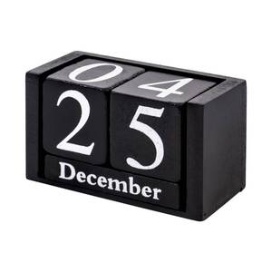 lot 476 image: GDYOOSHOW Perpetual Wooden Desk Blocks Calendar Small Black Month Date Display - Retail $9