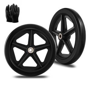 lot 484 image: 2Pcs 8 Inch Replacement Wheelchair Wheels for Walkers - Environmentally Friendly Rubber Material, Wear-Resistant PU Tires, Anti-Slip, and Durable ABS Wheel Hub (8IN Narrow 2Pcs) - Retail $22
