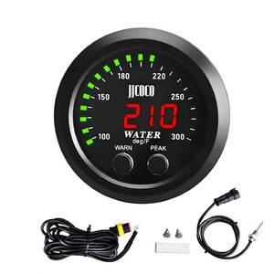 lot 489 image: ZHSYMX Universal 52mm Water Temperature Gauge with Alarm and 18 Npt Sensor Car Digital Meter Red Display Green Ambient Light Temp 100-300F(-17187C) - Retail $19