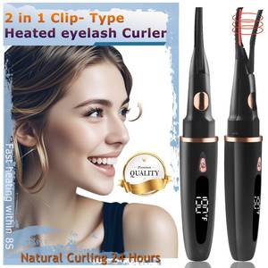 lot 493 image: Heated Eyelash Curlers - 2 in 1 Clip- Type Heated lash Curler Best Seller Electric Eyelash Curler LED Display 3 Temp Settings for Makeup Tools USB Rechargeable Natural Curling 24H Long Lasting 4A