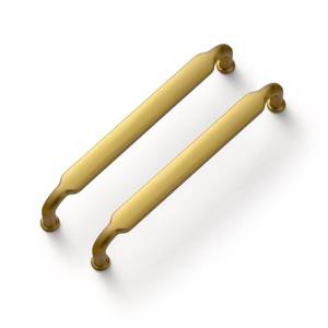 lot 494 image: Goo-Ki Brushed Gold Drawer Handles 5 in��128mm�� Hole Centers Straight Bar Pull,6-Pack Solid Cabinet Handles for Kitchen Cabinets and Dresser Drawers 2202-LSJ-128 - Retail $40