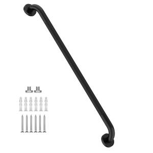 lot 4303 image: 36 Inch Shower Grab Bar Oil Rubbed Black, Munzong Anti Slip Bathroom Grab Bar, Knurled Bathroom Balance Bar,Safety Hand Rail Support Handicap Elderly Injury Senior Assist Bath Handle - Retail $43