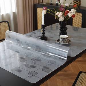 lot 4309 image: OstepDecor Geometric Table Protector 40 x 60 Inch 1.5mm Thick Table Protector for Dining Room, Waterproof Plastic Cover PVC Desk Mat Pad for Kitchen, Wooden Tabletop & Hardwood Floor - Retail $46