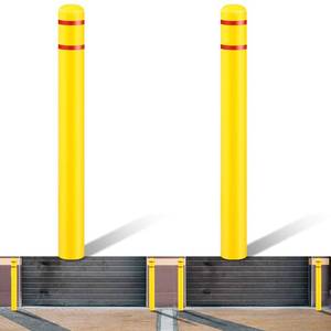 lot 4319 image: Pangda 2 Pcs Flat Top Bollard Covers Yellow and Red Bollard Post Sleeve for Home Parking Fence Pole Pipe (4 X 52) - Retail $103