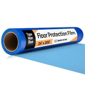 lot 4331 image: Floor Protection Film, 24 inch x 200 roll, Made in USA, Blue Self Adhesive Floor Protector for Moving and Construction, Temporary Covering for Protection of Hardwood, Tile, Other Hard Surfaces - Retail $40