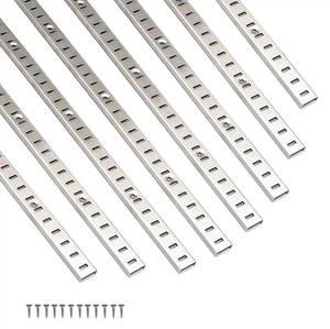 lot 4332 image: Adjustable Shelf Bracket 40 Inch 8 Pack Silver Shelf Pilaster Strips Shelf Rail Shelf Track Adjustable Wall Shelves Shelf Standards and Supports for Cabinet Closet Organization - Retail $30