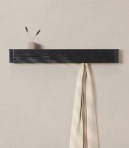 lot 4342 image: Kazai. Wall-Mounted Coat Rack Toke - Modern Design Coat Rack with Hidden Wall Hooks - Solid Wood Veneer Panel Coat Hanger - Oak, Black - Retail $84