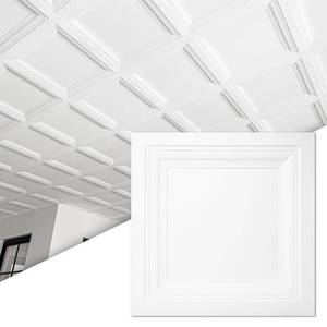 lot 4344 image: Art3d 12-Pack Square Drop Ceiling Tile 2ft x 2ft in White, PVC Ceiling Panel 24 x 24in. - Compatible with 1516 Drop Ceiling Grid System - Retail $37