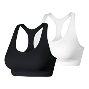lot 4346 image: Hanes Womens Wireless Racerback Moisture-Wicking Stretch Sports Bra with Compression S6upport, 1, BlackWhite-2 Pack, X Large