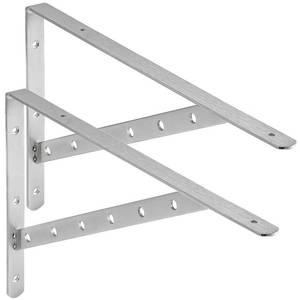lot 4353 image: Shelf Brackets 19 Inch (1 Pair) Heavy Duty Stainless Steel Solid Large Triangle Bracket Wall Shelves Supports 500 Lbs (Silver) - Retail $30