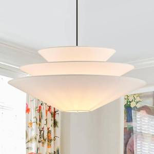 lot 4361 image: ELYCCUPA 24 Large Off White Linen Fabric Pendant Light 3-Layer Modern Chandelier Adjustable Industrial Pendant Lighting Fixtures for Kitchen Island Dining Room Entryway, UL Listed - Retail $140