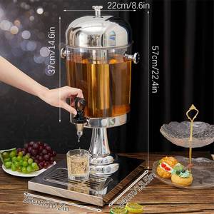 lot 4365 image: Gisafai 2 Gallon Drink Dispenser for Parties, Beverage Dispenser with Stand, Stainless Steel Hot Cold Juice Dispenser with Centre Ice Core and Drip Tray for Beer, Water Lemonade - Retail $65