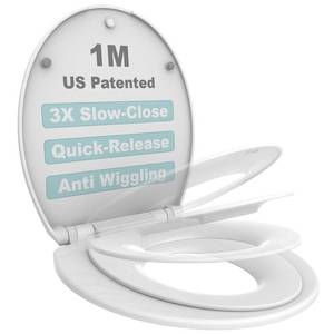 lot 4368 image: 1M Family Toilet Seat, Patented Slow Close & Quick Releasing Technology, Anti-Wiggling, Easy to Install and Clean, Standard Round with Toddler Seat Built In (1 Piece) - Retail $40