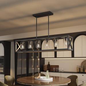 lot 4377 image: Espird Farmhouse Dining Room Light Fixture - 6 Light Kitchen Island Lighting with Adjustable Height & Thickened Metal Dining Room Light Fixture Over Table��Chandeliers for Dining Room&Kitchen Island - Retail $170