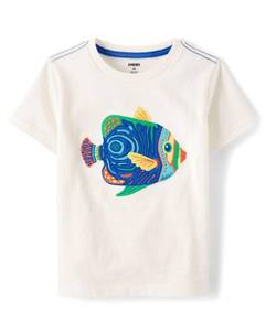 lot 4378 image: Gymboree,Boys,and Toddler Embroidered Graphic Short Sleeve T-Shirts,4 Years,Tropical Fish - Retail $20