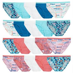 lot 4397 image: Fruit of the Loom Girls Cotton Bikini Underwear Multipacks, 20 Pack-Fashion Assorted, 8 - Retail $25