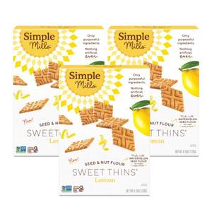 lot 4411 image: Simple Mills Lemon Seed & Nut Flour Sweet Thins, Paleo Friendly & Delicious Sweet Thin Cookies, Good for Snacks, Nutrient Dense, 4.25 oz (Pack of 3) - Retail $17