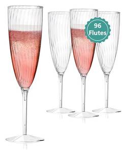 lot 4424 image: Walee Koky Clear Plastic Champagne Flutes, 96 PCS Disposable Reusable Cocktail Cups for Home Daily Life Party Birthday Wedding Toasting Drinking Champagne (6 oz) - Retail $95