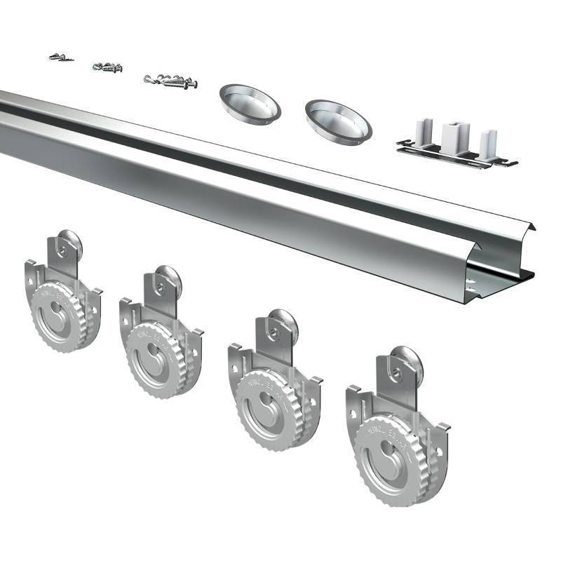 lot 1146 image: SongYung Bypass Sliding Door Hardware 60, Bypass Wardrobe Closet Door Track Set, Smoothly and Quietly, for 2 Door System - Retail $74