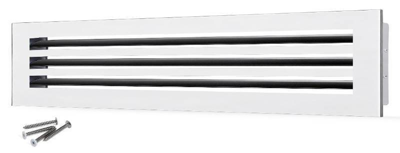 lot 1192 image: 30x6 Modern AC Vent Cover Decorative Air Vent Register Grille, Linear Slot Diffuser, Adjustable Airflow, Quiet Operation, HVAC Vent Cover for Ceiling, Wall &amp Floor, White Aluminum Alloy - Retail $90