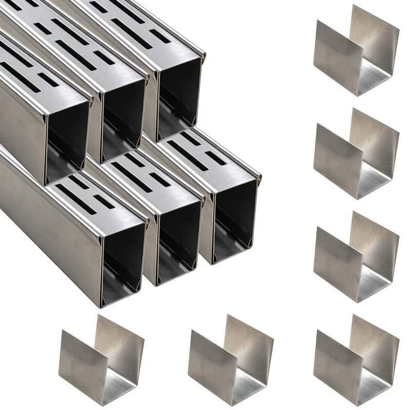 lot 1194 image: Channel Drain 1-1116 Wide x 3 3-58 Sections x 6 Pc,Silver Outdoor Pool Deck Drain Channel 304 Stainless Steel with Coupling,Pool Drain for ConcretePaverPatiosWalkways - Retail $233
