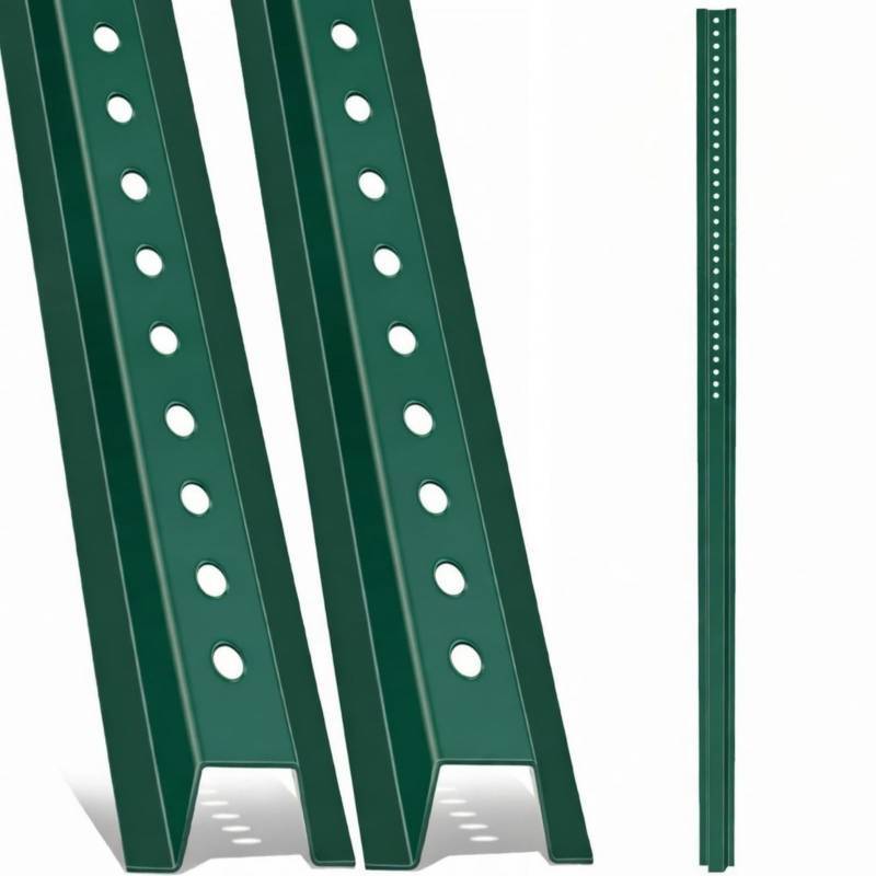 lot 3624 image: Gisafai 2 Pack 4ft U Channel Sign Post 1.12lb Metal Steel with Galvanized Coating Heavy Duty Sign Post for Outside, Garden, Courtyard, Farm, Easy Mounting Traffic Intersection (Green) - Retail $40