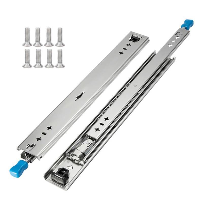 lot 3632 image: Hitess 1 Pair 24 Inch Heavy Duty Drawer Slides with Lock 250lb Load Capacity,Full Extension Side Mount Ball Bearing Drawer Rails - Retail $40